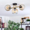 Ripoll ceiling light, globe light gold, black, 3-light sources