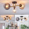 Koyoto ceiling light, globe light gold, black, 3-light sources