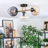 Koyoto ceiling light, globe light gold, black, 3-light sources