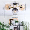 Koyoto ceiling light, globe light gold, black, 3-light sources
