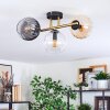 Koyoto ceiling light, globe light gold, black, 3-light sources