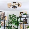 Koyoto ceiling light, globe light gold, black, 3-light sources