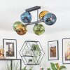Koyoto ceiling light, globe light blue, gold, green, 6-light sources
