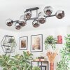 Koyoto ceiling light, globe light chrome, Smoke-coloured, 10-light sources