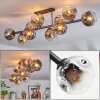 Ripoll ceiling light, globe light chrome, clear, Smoke-coloured, 10-light sources