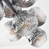 Ripoll ceiling light, globe light chrome, clear, Smoke-coloured, 10-light sources