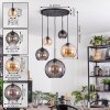 Koyoto hanging light, globe light, pendant light Amber, Smoke-coloured, 5-light sources