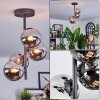 Chehalis ceiling light, globe light chrome, Smoke-coloured, 4-light sources