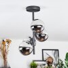 Chehalis ceiling light, globe light chrome, Smoke-coloured, 4-light sources