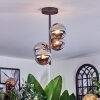 Chehalis ceiling light, globe light chrome, Smoke-coloured, 4-light sources