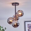 Chehalis ceiling light, globe light chrome, Smoke-coloured, 4-light sources