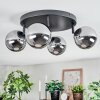 Chehalis ceiling light, globe light chrome, Smoke-coloured, 4-light sources