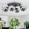 Chehalis ceiling light, globe light chrome, Smoke-coloured, 4-light sources