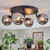 Chehalis ceiling light, globe light chrome, Smoke-coloured, 4-light sources