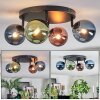 Chehalis ceiling light, globe light blue, green, coppery, 4-light sources