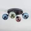 Chehalis ceiling light, globe light blue, green, coppery, 4-light sources