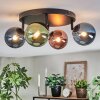 Chehalis ceiling light, globe light blue, green, coppery, 4-light sources