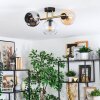 Koyoto ceiling light, globe light gold, black, 3-light sources