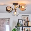 Koyoto ceiling light, globe light gold, black, 3-light sources