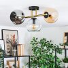 Koyoto ceiling light, globe light gold, black, 3-light sources