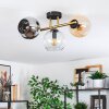 Koyoto ceiling light, globe light gold, black, 3-light sources