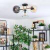 Koyoto ceiling light, globe light gold, black, 3-light sources