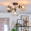 Koyoto ceiling light, globe light gold, black, 3-light sources