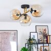 Ripoll ceiling light, globe light gold, black, 3-light sources