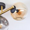 Ripoll ceiling light, globe light gold, black, 3-light sources