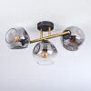 Ripoll ceiling light, globe light gold, black, 3-light sources