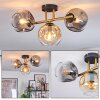 Ripoll ceiling light, globe light gold, black, 3-light sources