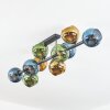 Koyoto ceiling light, globe light blue, gold, green, 10-light sources