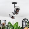 Chehalis ceiling light, globe light chrome, clear, Smoke-coloured, 4-light sources