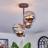 Chehalis ceiling light, globe light chrome, clear, Smoke-coloured, 4-light sources