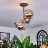 Chehalis ceiling light, globe light chrome, clear, Smoke-coloured, 4-light sources