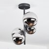 Chehalis ceiling light, globe light chrome, clear, Smoke-coloured, 4-light sources