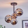 Chehalis ceiling light, globe light chrome, clear, Smoke-coloured, 4-light sources