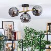 Ripoll ceiling light, globe light gold, black, 3-light sources