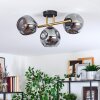 Ripoll ceiling light, globe light gold, black, 3-light sources