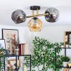 Ripoll ceiling light, globe light gold, black, 3-light sources