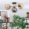Ripoll ceiling light, globe light gold, black, 3-light sources