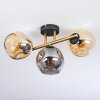 Ripoll ceiling light, globe light gold, black, 3-light sources