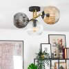 Ripoll ceiling light, globe light gold, black, 3-light sources