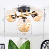 Chehalis ceiling light, globe light gold, black, 3-light sources