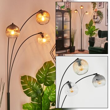 Ripoll globe light, floor lamp Amber, clear, Smoke-coloured, 3-light sources