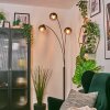 Koyoto globe light, floor lamp clear, Smoke-coloured, 3-light sources