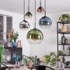 Koyoto hanging light, globe light, pendant light blue, chrome, green, clear, coppery, Smoke-coloured, 5-light sources