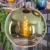 Koyoto hanging light, globe light, pendant light blue, chrome, green, clear, coppery, Smoke-coloured, 5-light sources