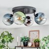 Gastor ceiling light, globe light blue, chrome, green, clear, Smoke-coloured, 4-light sources