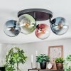 Gastor ceiling light, globe light blue, green, clear, coppery, 4-light sources